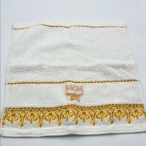 MCM Ivory  hand Towel with Golden Embroidery